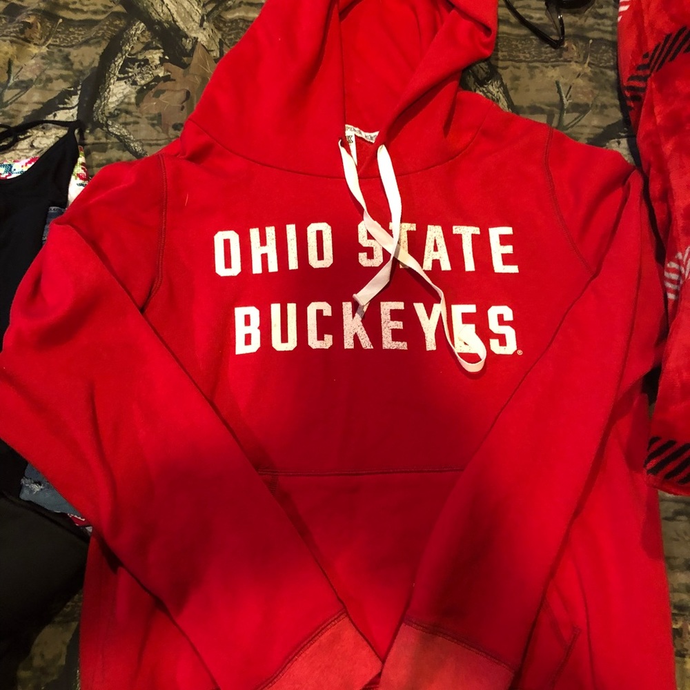 PiNK Red Ohio State Hoodie Size LARGE
